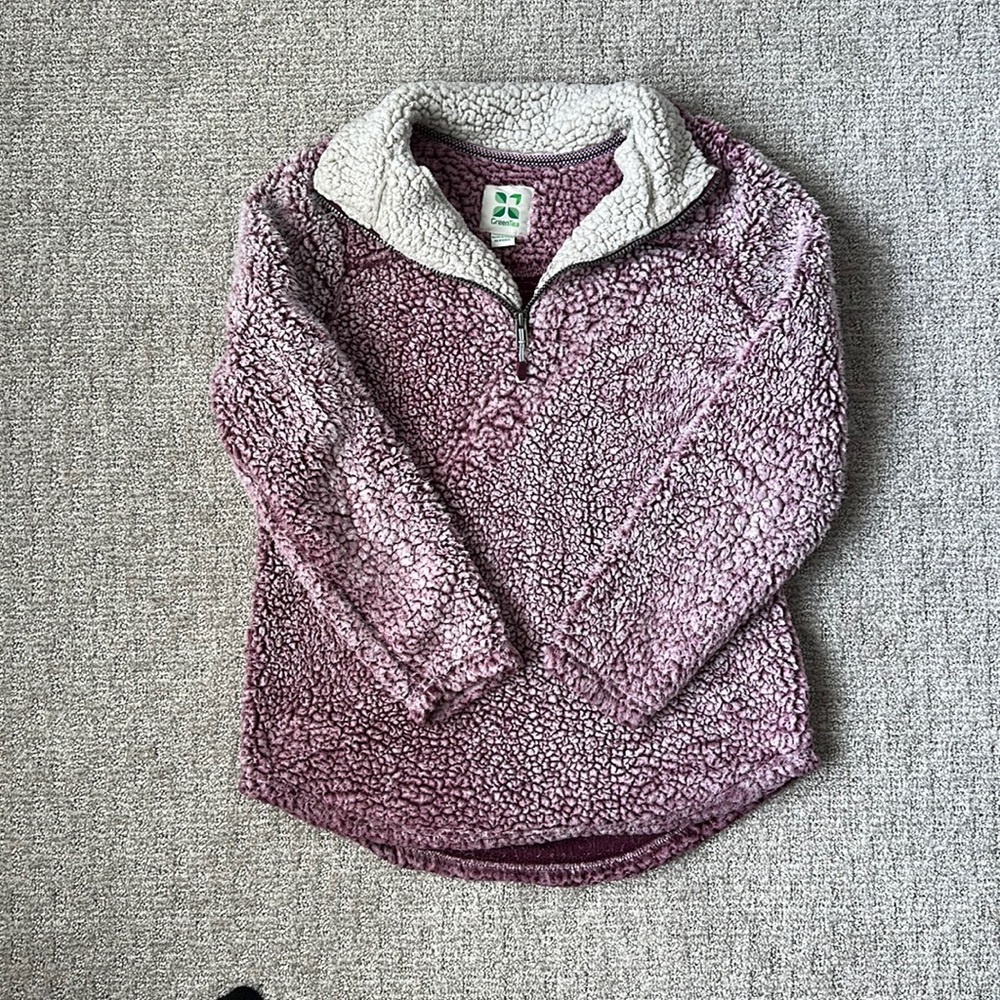 Sherpa Women’s Quarter Zip Sherpa Pullover Hoodie size Small, GreenTea brand